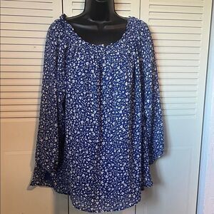 Jones New York Blue Floral Long Sleeve Blouse Women’s Size XL – NWT